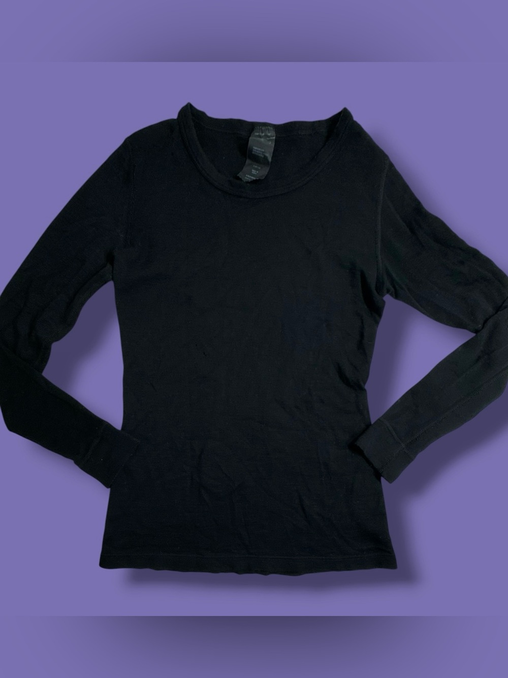Lapasa Size S Women Black Base Layer Merino Wool Top Long Sleeve Outdoor -*flaw*